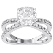 Cushion Solitaire Criss Cross Lab Grown Diamond Engagement Ring