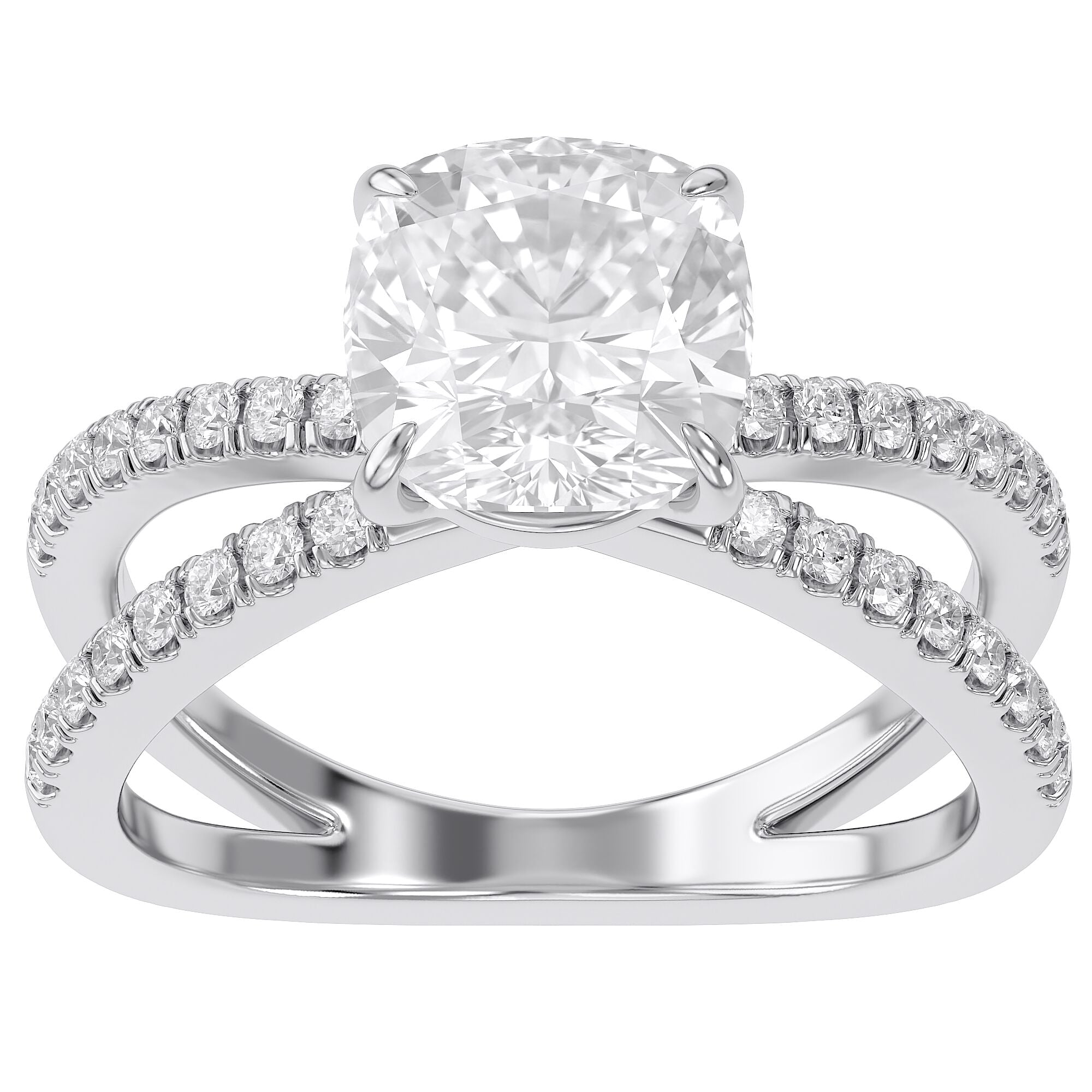 Cushion Solitaire Criss Cross Lab Grown Diamond Engagement Ring