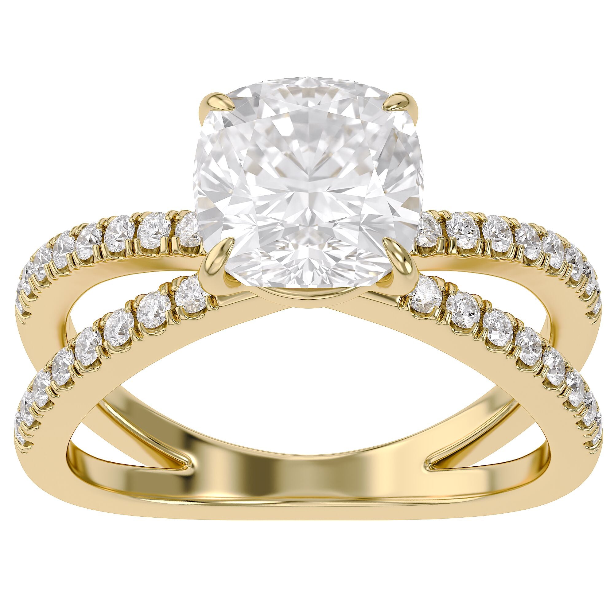 Cushion Solitaire Criss Cross Lab Grown Diamond Engagement Ring