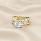 Cushion Solitaire Criss Cross Lab Grown Diamond Engagement Ring