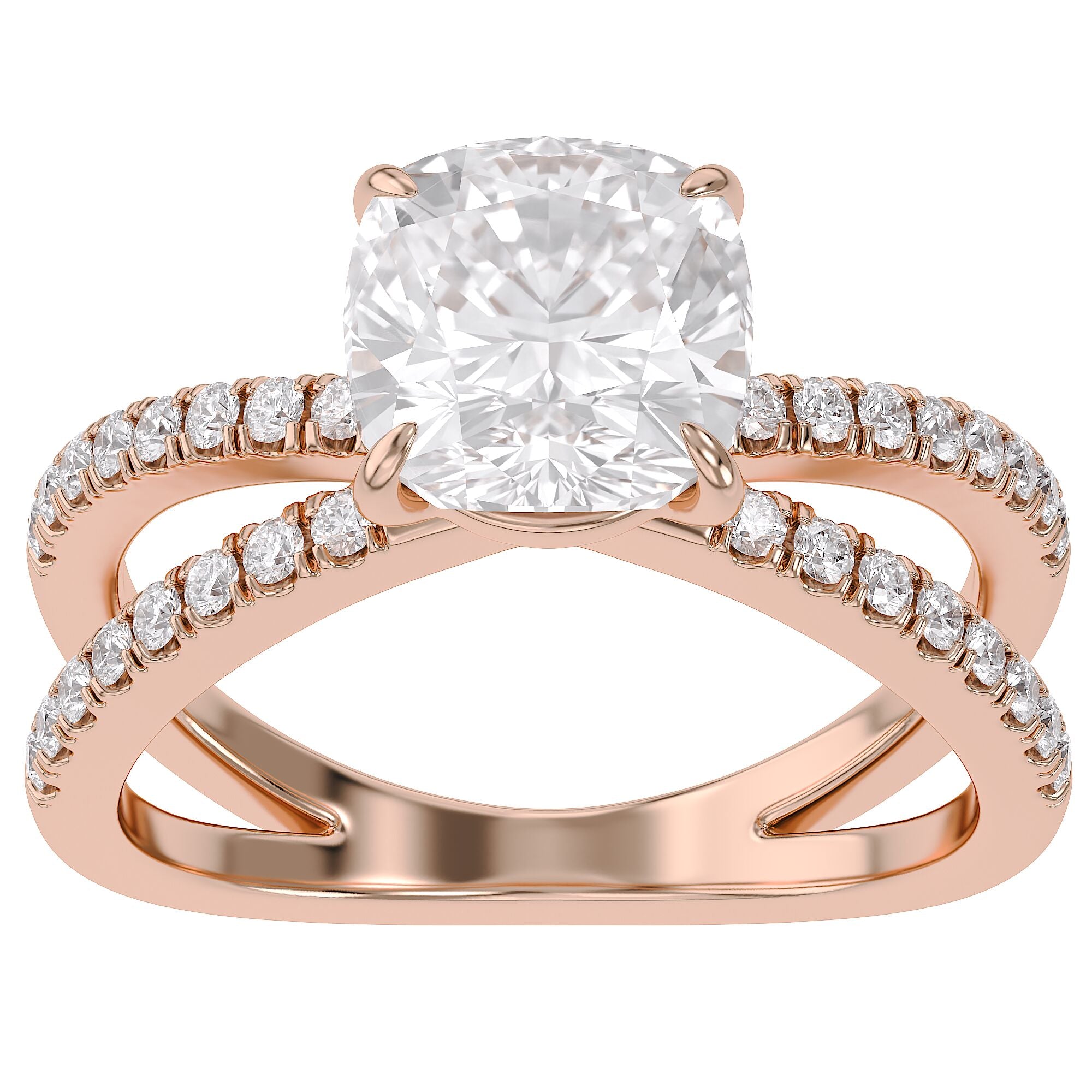 Cushion Solitaire Criss Cross Lab Grown Diamond Engagement Ring