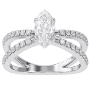 Marquise Solitaire Criss Cross Lab Grown Diamond Engagement Ring