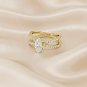 Marquise Solitaire Criss Cross Lab Grown Diamond Engagement Ring