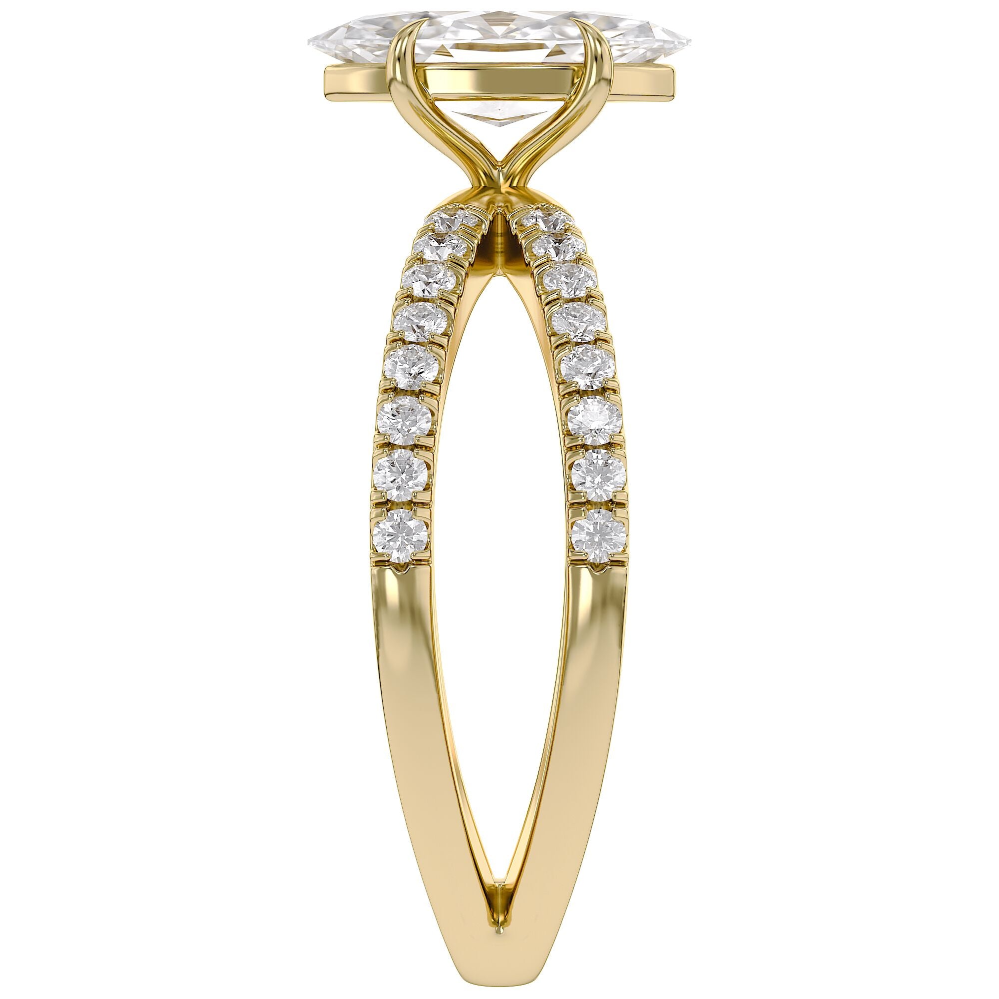 Marquise Solitaire Criss Cross Lab Grown Diamond Engagement Ring
