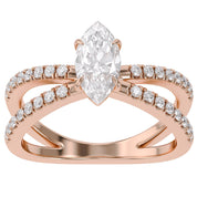 Marquise Solitaire Criss Cross Lab Grown Diamond Engagement Ring