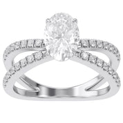 Oval Solitaire Criss Cross Lab Grown Diamond Engagement Ring