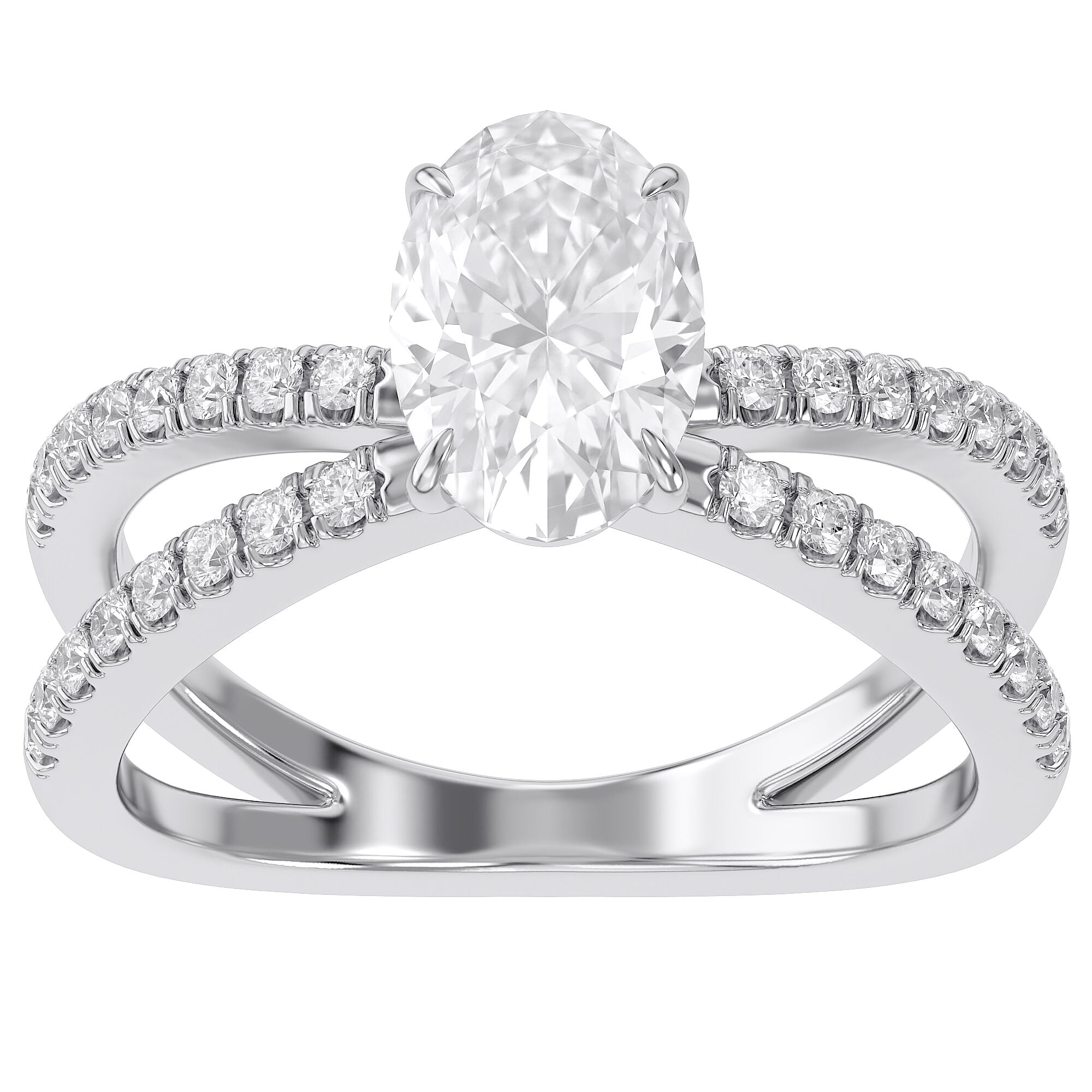 Oval Solitaire Criss Cross Lab Grown Diamond Engagement Ring