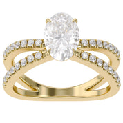 Oval Solitaire Criss Cross Lab Grown Diamond Engagement Ring