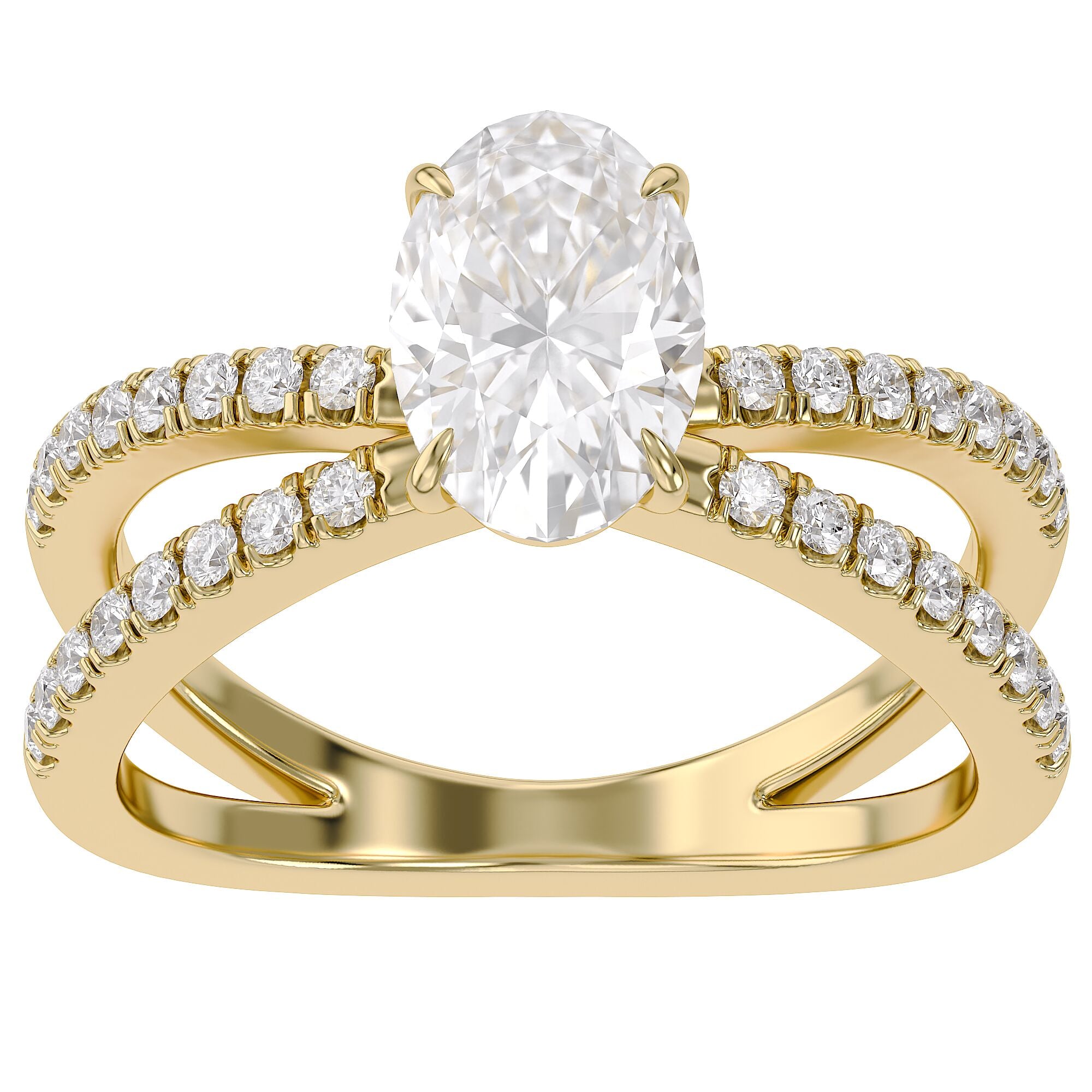 Oval Solitaire Criss Cross Lab Grown Diamond Engagement Ring