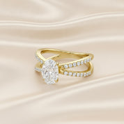 Oval Solitaire Criss Cross Lab Grown Diamond Engagement Ring