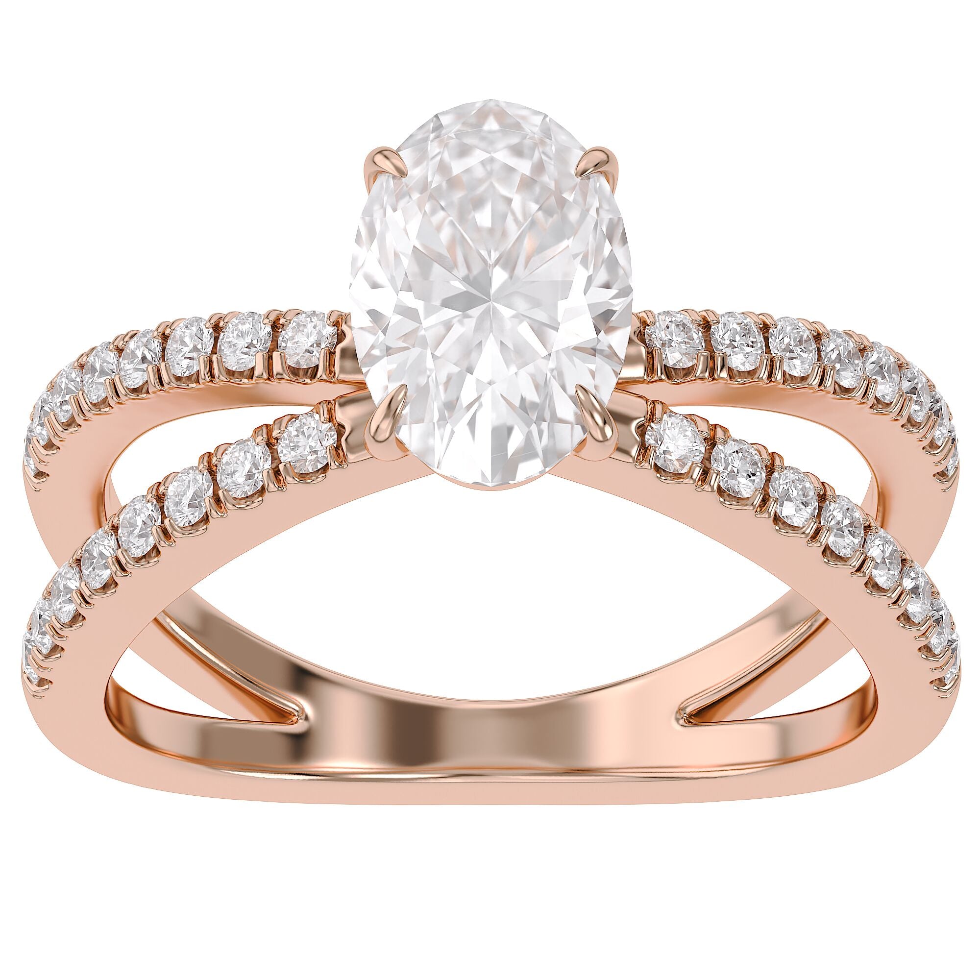 Oval Solitaire Criss Cross Lab Grown Diamond Engagement Ring