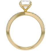 Emerald Solitaire Criss Cross Lab Grown Diamond Engagement Ring