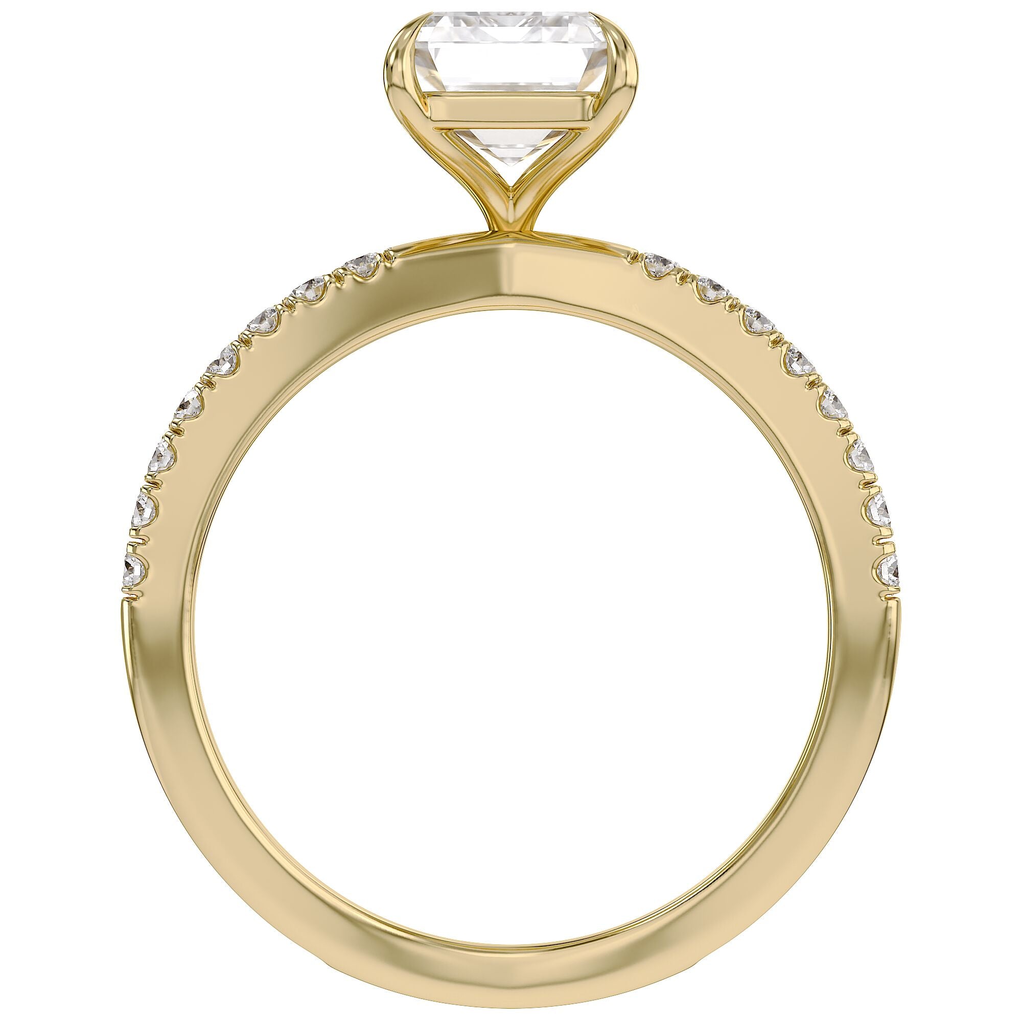Emerald Solitaire Criss Cross Lab Grown Diamond Engagement Ring