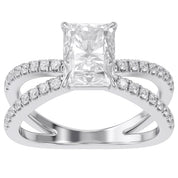Radiant Solitaire Criss Cross Lab Grown Diamond Engagement Ring