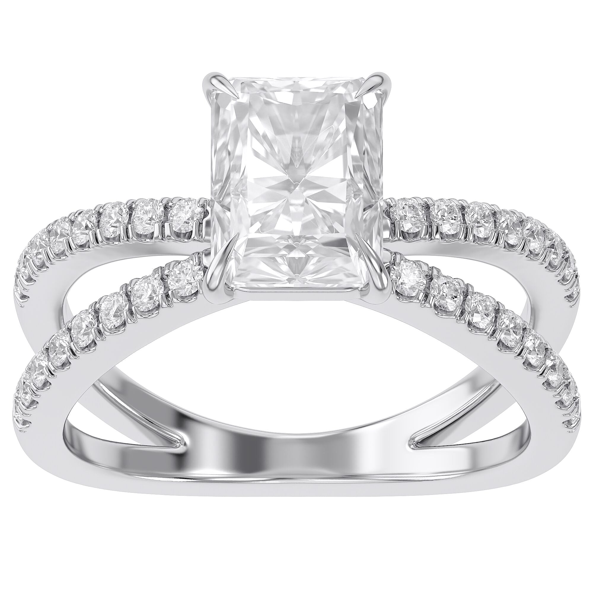 Radiant Solitaire Criss Cross Lab Grown Diamond Engagement Ring