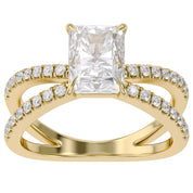 Radiant Solitaire Criss Cross Lab Grown Diamond Engagement Ring