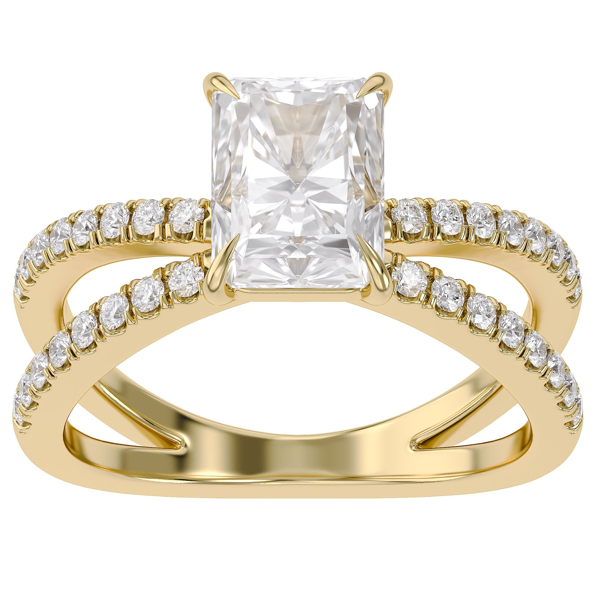 Radiant Solitaire Criss Cross Lab Grown Diamond Engagement Ring
