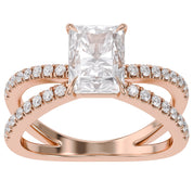 Radiant Solitaire Criss Cross Lab Grown Diamond Engagement Ring