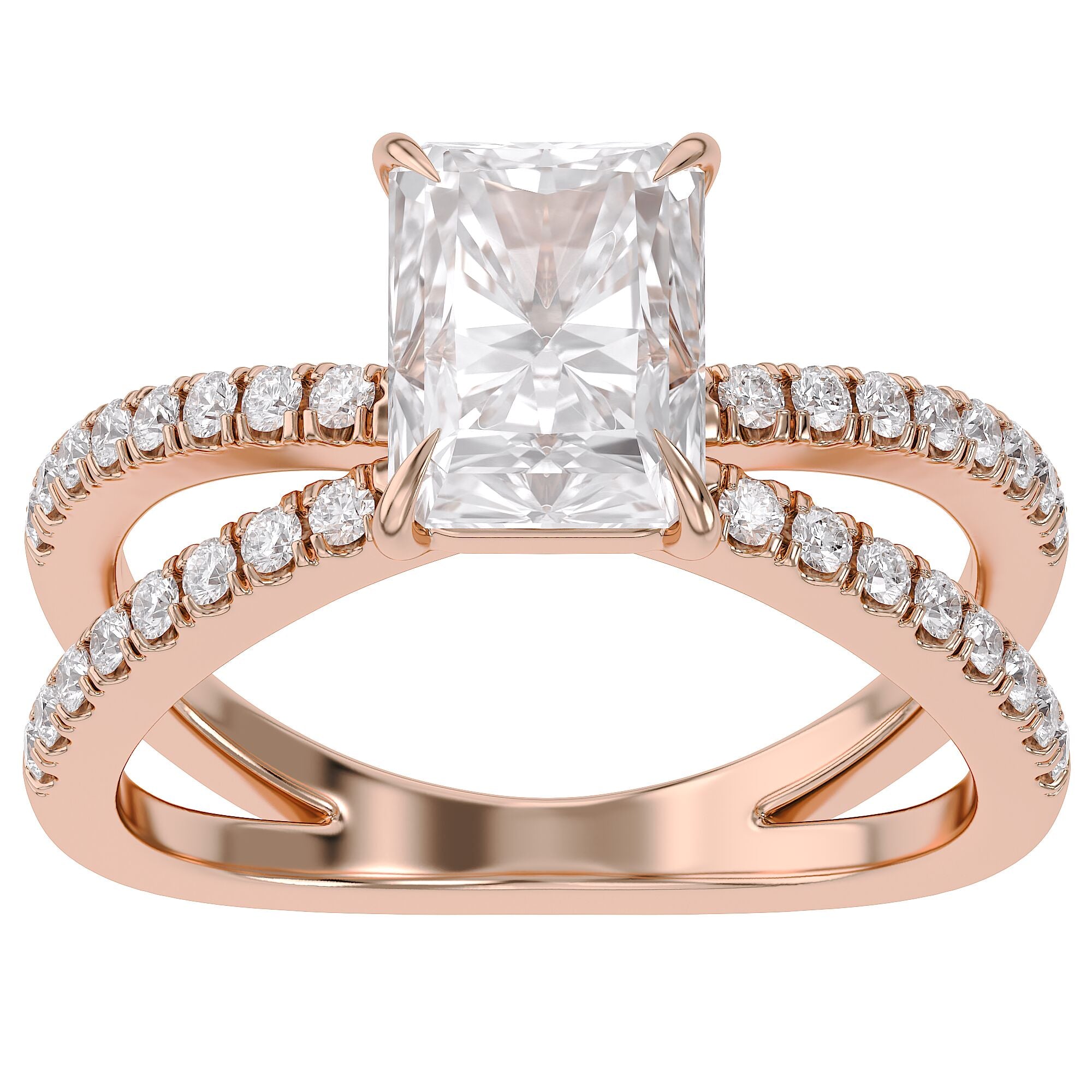 Radiant Solitaire Criss Cross Lab Grown Diamond Engagement Ring