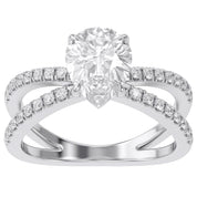 Pear Solitaire Criss Cross Lab Grown Diamond Engagement Ring