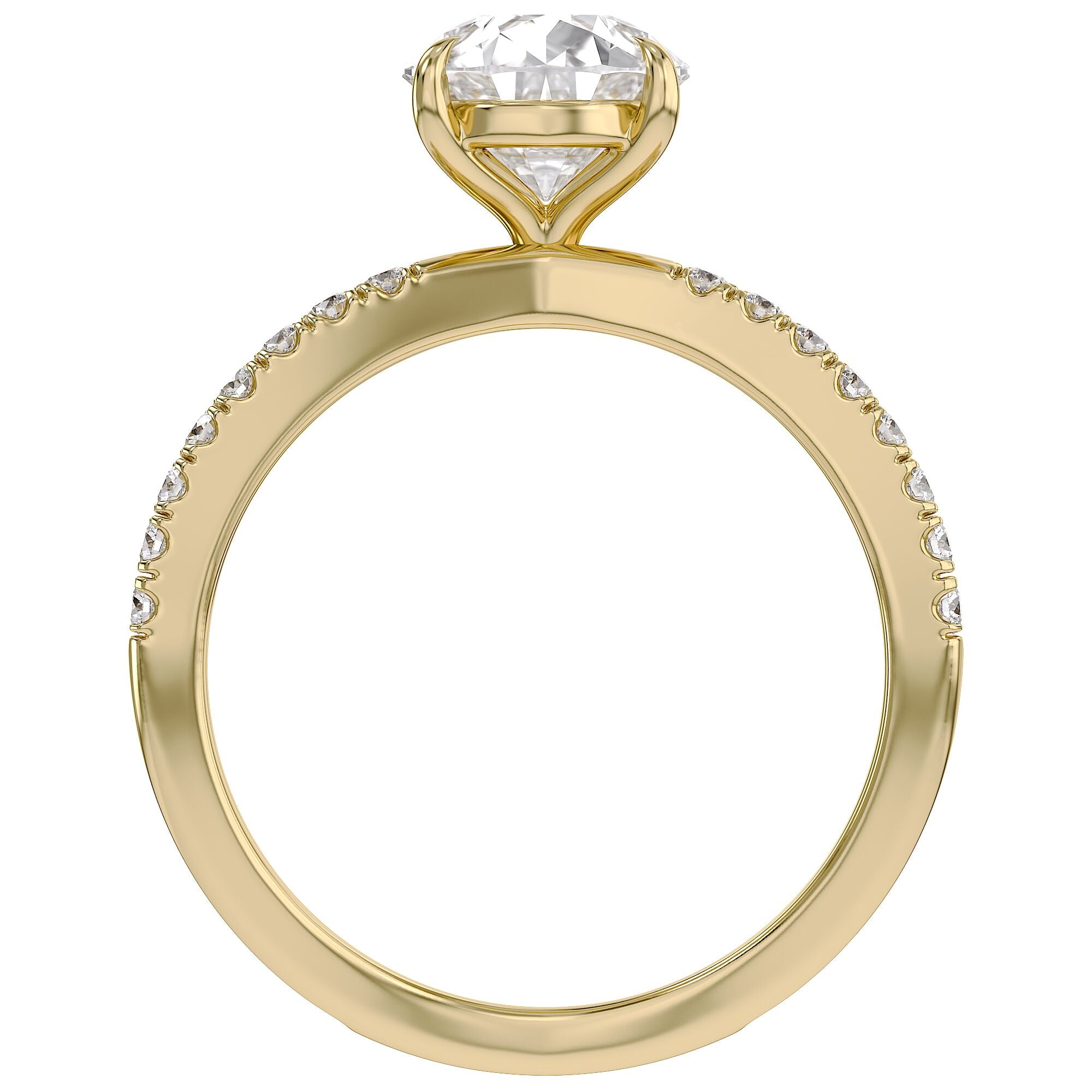 Pear Solitaire Criss Cross Lab Grown Diamond Engagement Ring