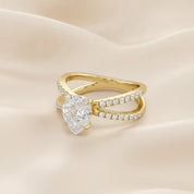 Pear Solitaire Criss Cross Lab Grown Diamond Engagement Ring