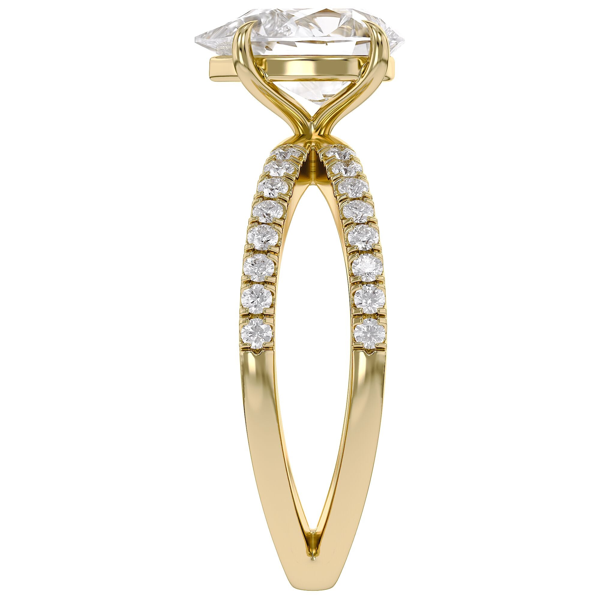 Pear Solitaire Criss Cross Lab Grown Diamond Engagement Ring