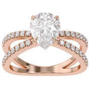 Pear Solitaire Criss Cross Lab Grown Diamond Engagement Ring