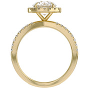 Round Halo Solitaire Criss Cross Lab Grown Diamond Engagement Ring