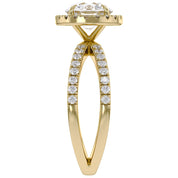 Round Halo Solitaire Criss Cross Lab Grown Diamond Engagement Ring