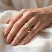 Marquise Halo Solitaire Criss Cross Lab Grown Diamond Engagement Ring