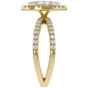 Marquise Halo Solitaire Criss Cross Lab Grown Diamond Engagement Ring