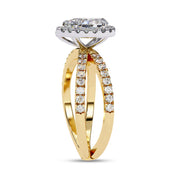 Pear Halo Solitaire Criss Cross Lab Grown Diamond Engagement Ring