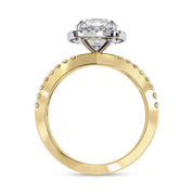 Cushion Halo Solitaire Criss Cross Lab Grown Diamond Engagement Ring