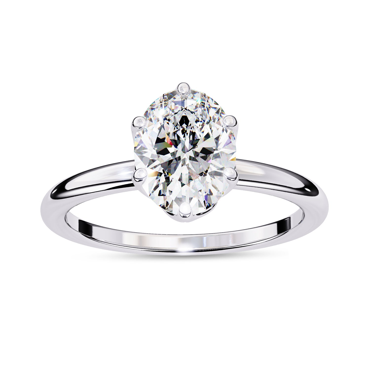 6 Prong Oval Solitaire Lab Grown Diamond Engagement Ring