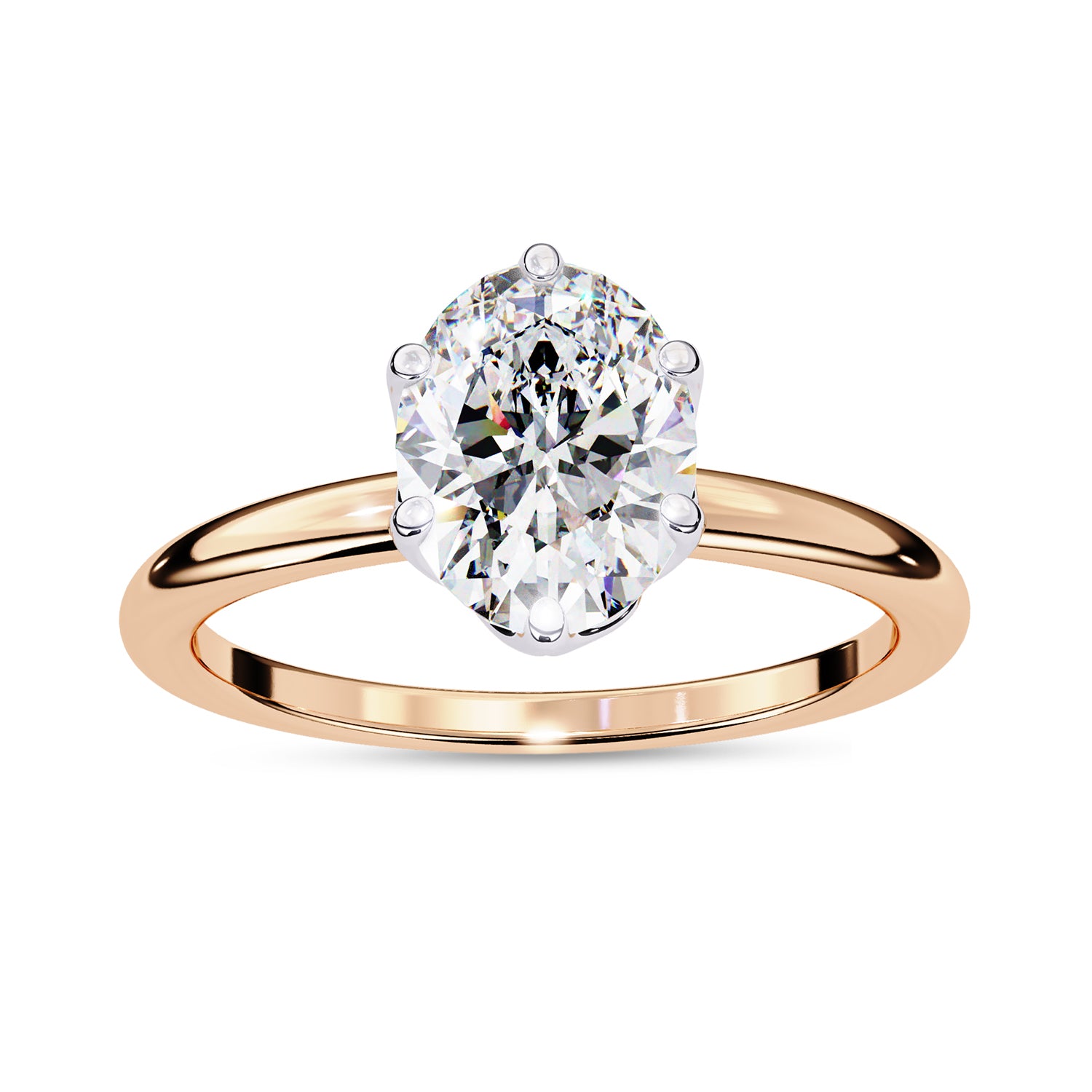 6 Prong Oval Solitaire Lab Grown Diamond Engagement Ring