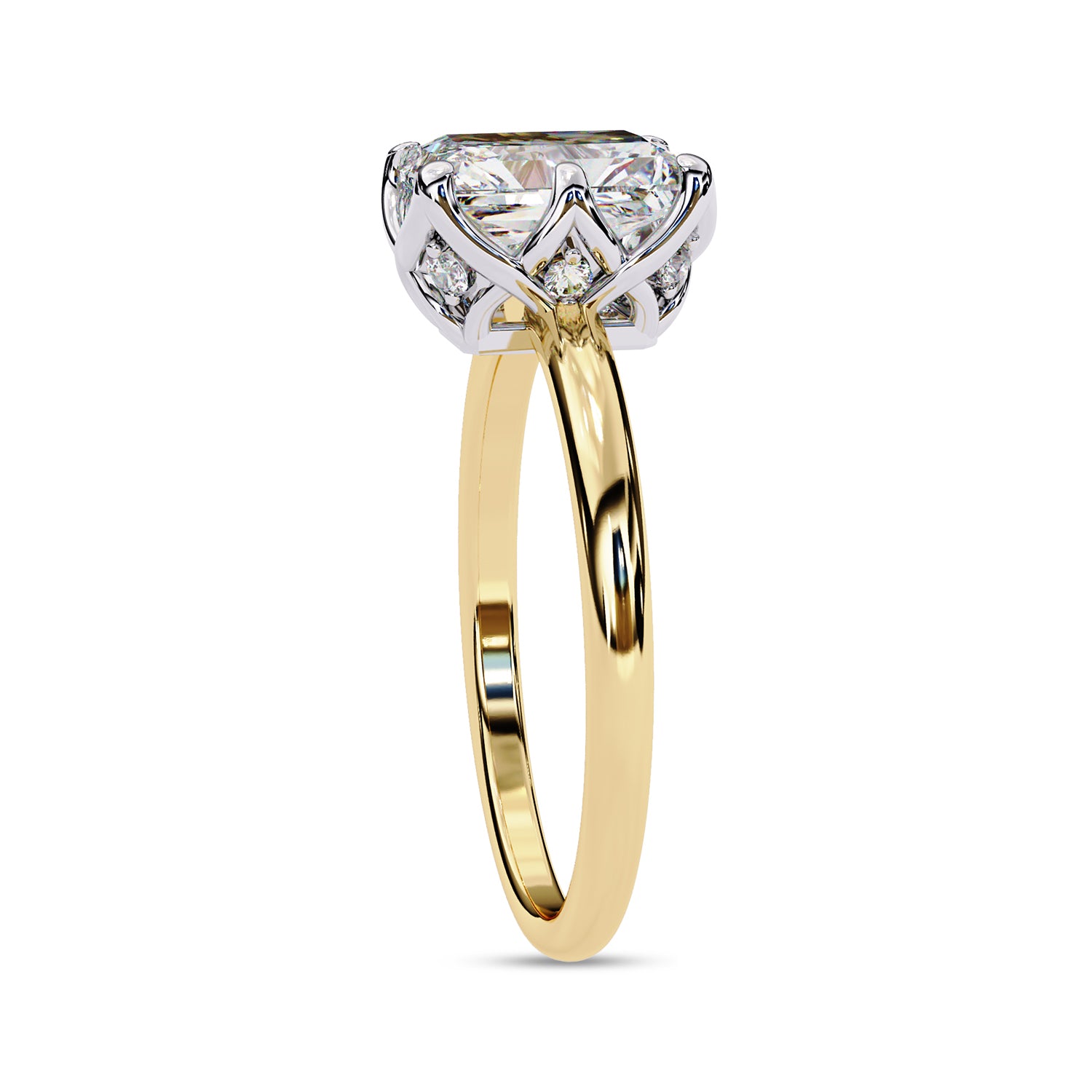 6 Prong Emerald Solitaire Lab Grown Diamond Engagement Ring