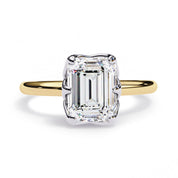 6 Prong Emerald Solitaire Lab Grown Diamond Engagement Ring