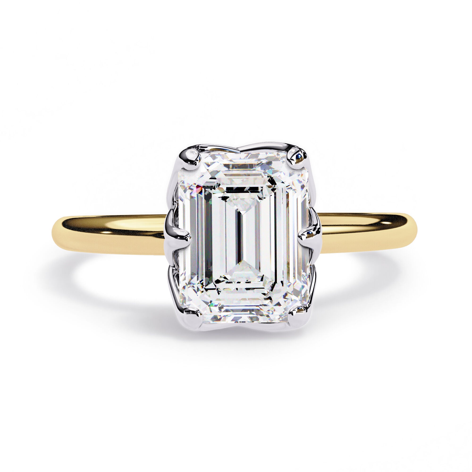 6 Prong Emerald Solitaire Lab Grown Diamond Engagement Ring