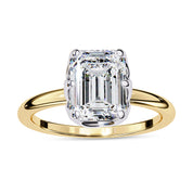 6 Prong Emerald Solitaire Lab Grown Diamond Engagement Ring