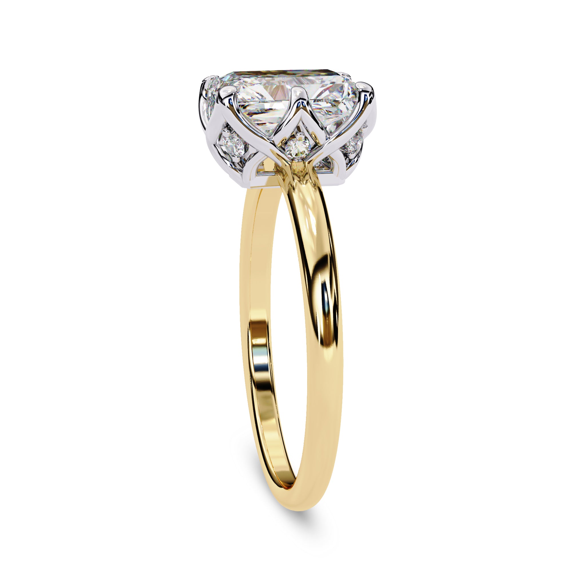 6 Prong Radiant Solitaire Lab Grown Diamond Engagement Ring