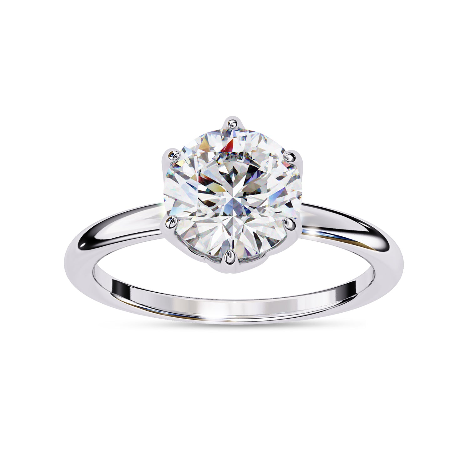 6 Prong Round Solitaire Lab Grown Diamond Engagement Ring