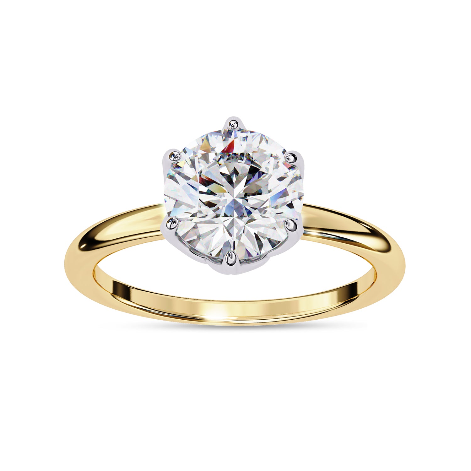 6 Prong Round Solitaire Lab Grown Diamond Engagement Ring
