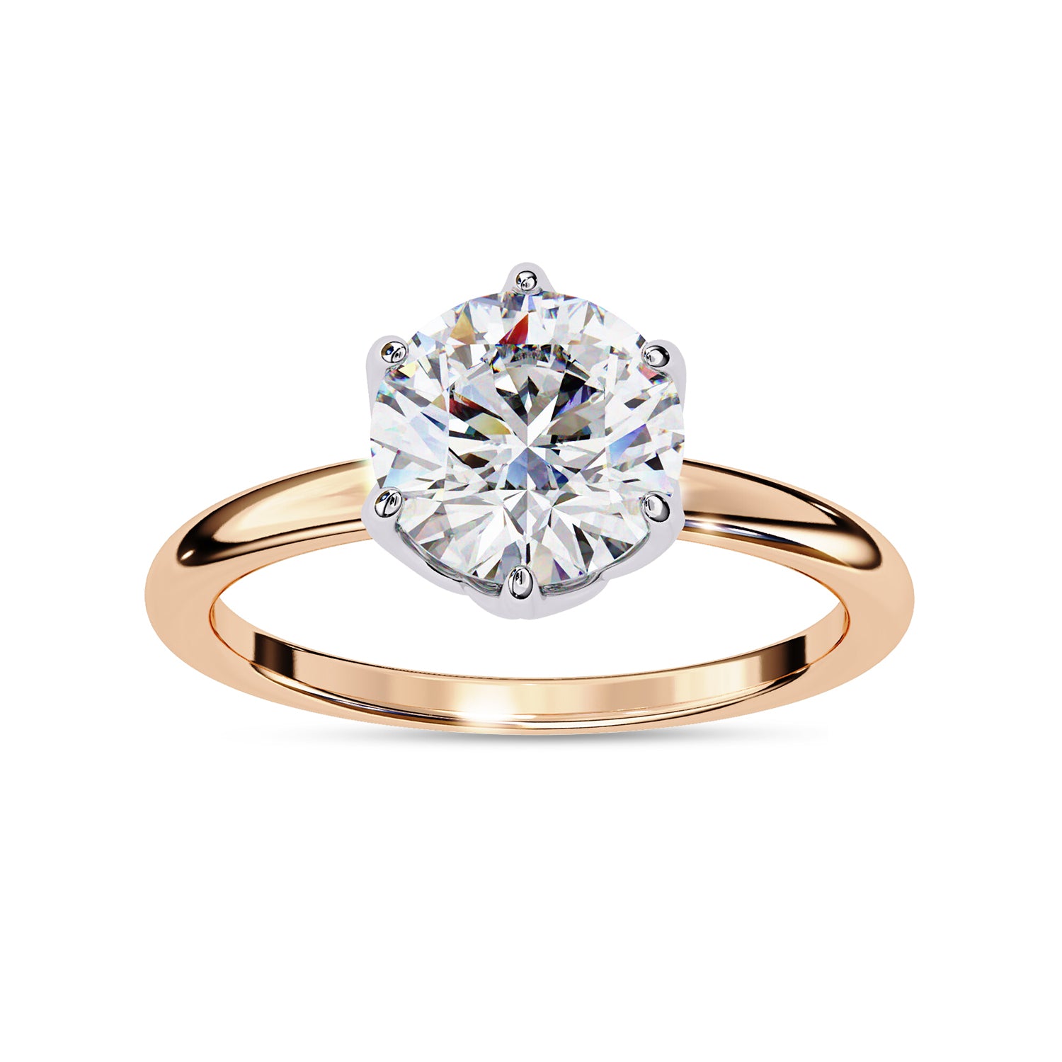 6 Prong Round Solitaire Lab Grown Diamond Engagement Ring