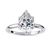 6 Prong Pear Solitaire Lab Grown Diamond Engagement Ring