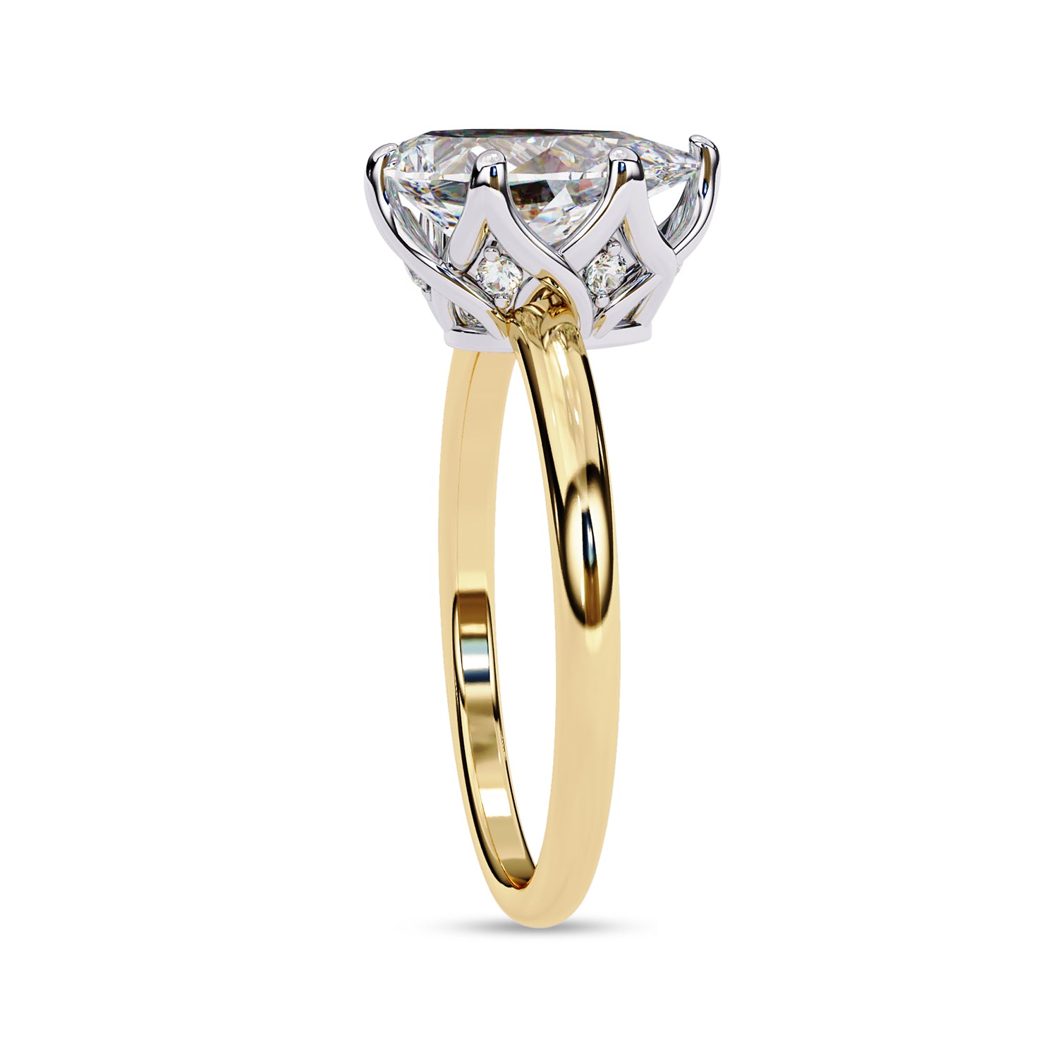 6 Prong Pear Solitaire Lab Grown Diamond Engagement Ring