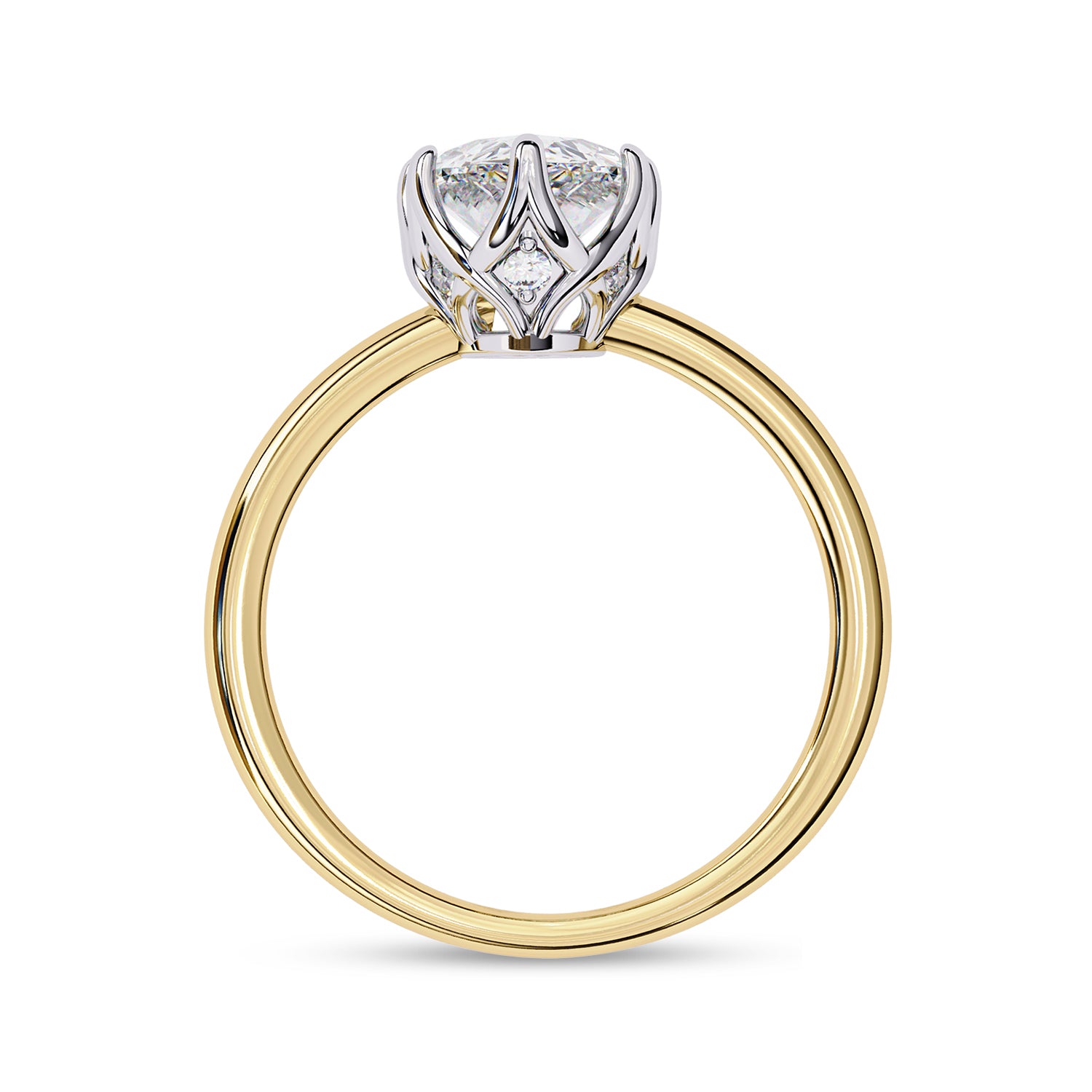 6 Prong Pear Solitaire Lab Grown Diamond Engagement Ring