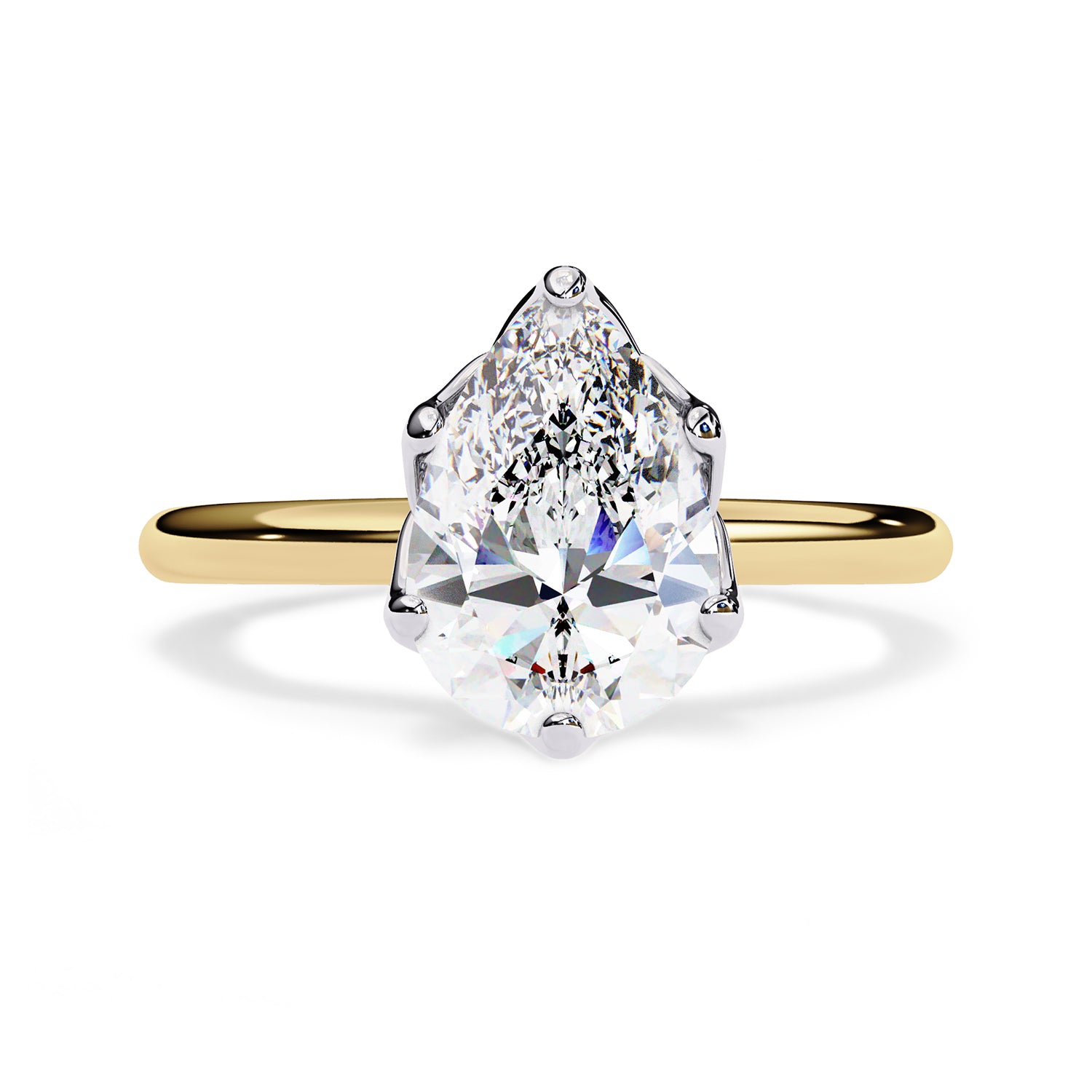 6 Prong Pear Solitaire Lab Grown Diamond Engagement Ring