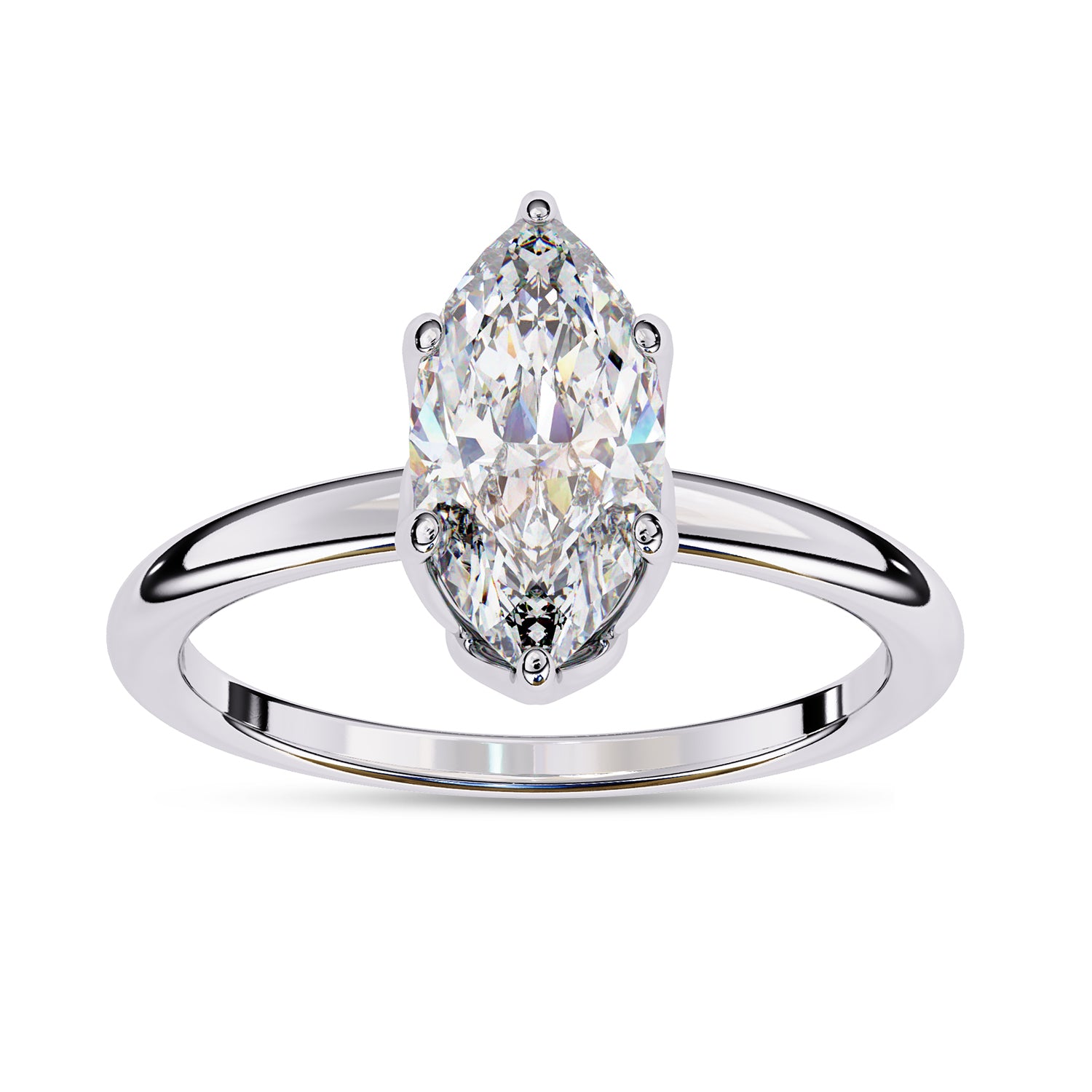 6 Prong Marquise Solitaire Lab Grown Diamond Engagement Ring