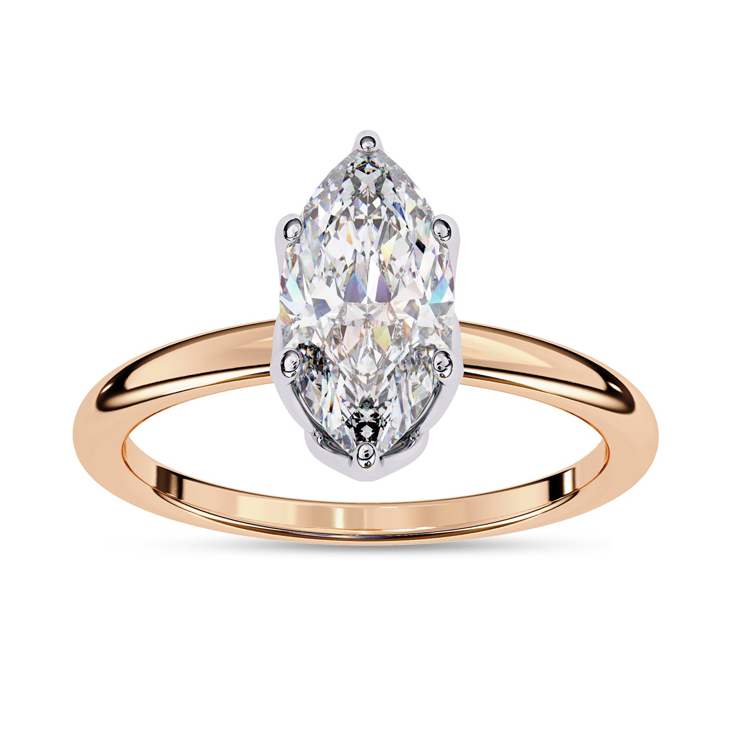 6 Prong Marquise Solitaire Lab Grown Diamond Engagement Ring